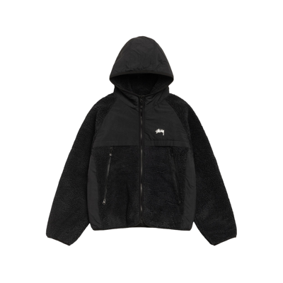 Stussy Sherpa Paneled Hooded Jacket Black