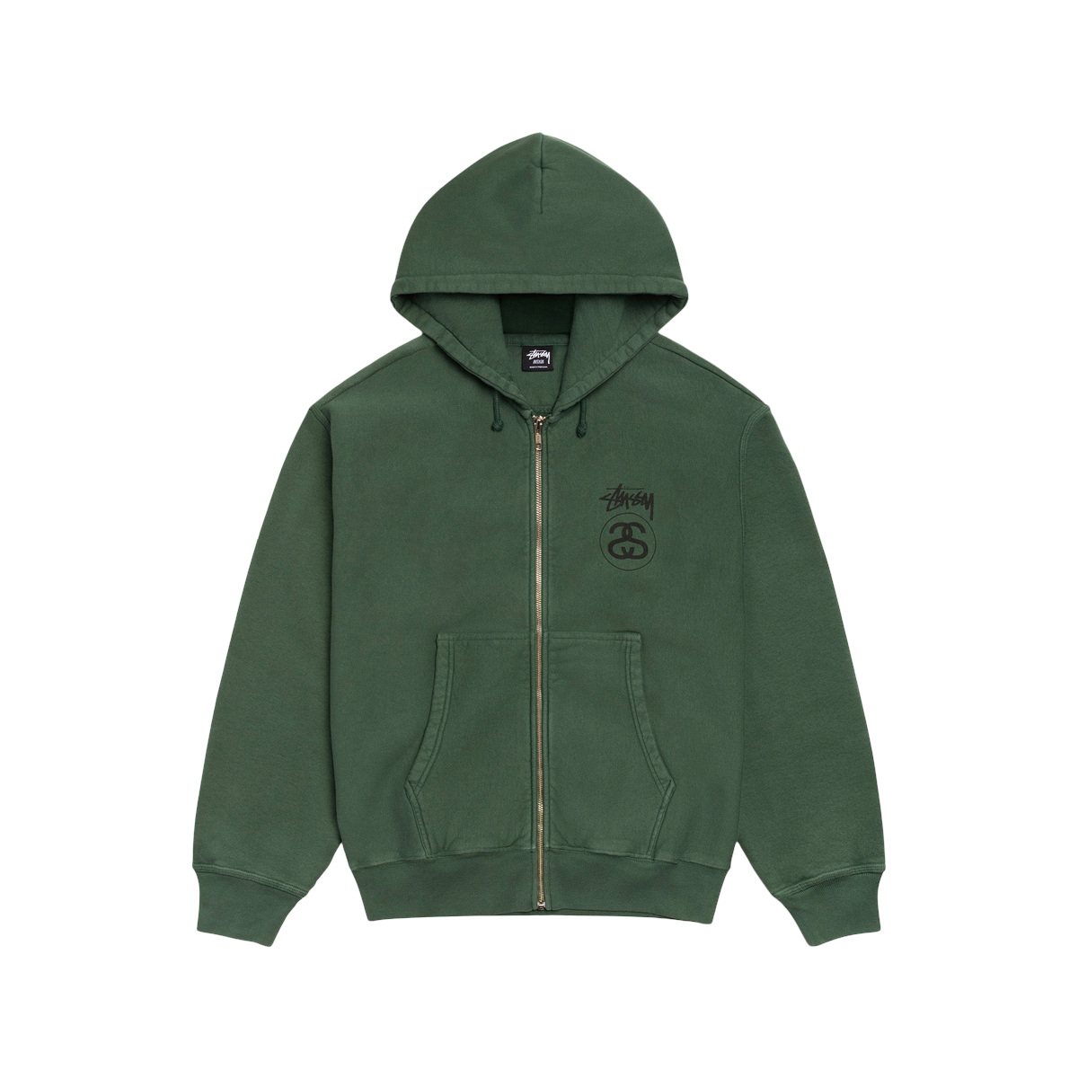 Stussy Stock Link Zip Hoodie Pigment Dyed Pine
