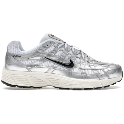Nike P-6000 White Metallic Silver Flat Silver Black