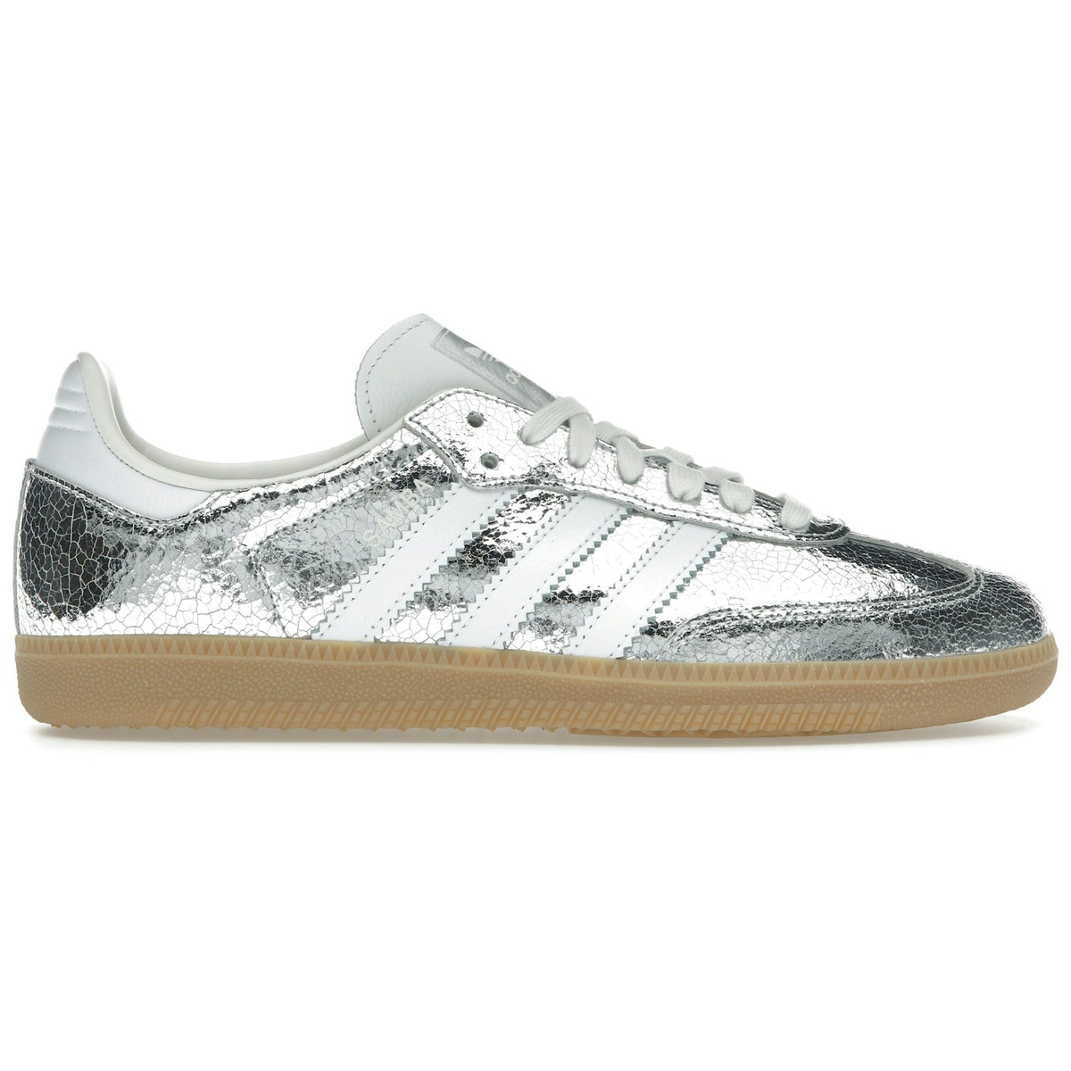 Adidas Samba  Silver Metallic Cracked Leather
