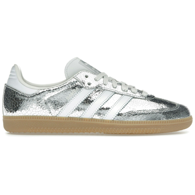 Adidas Samba  Silver Metallic Cracked Leather