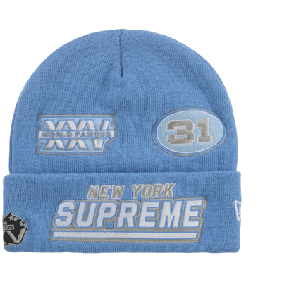 Supreme New Era Football Beanie Light Blue