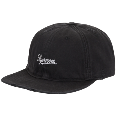 Supreme Distressed Script 6-Panel Black